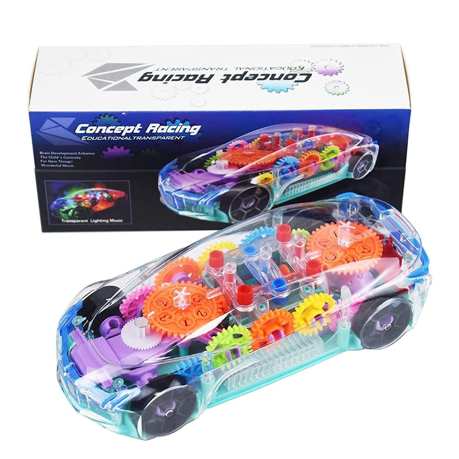 Transparent Gear Car Toy with Lights & Music – Fun Kids Toy