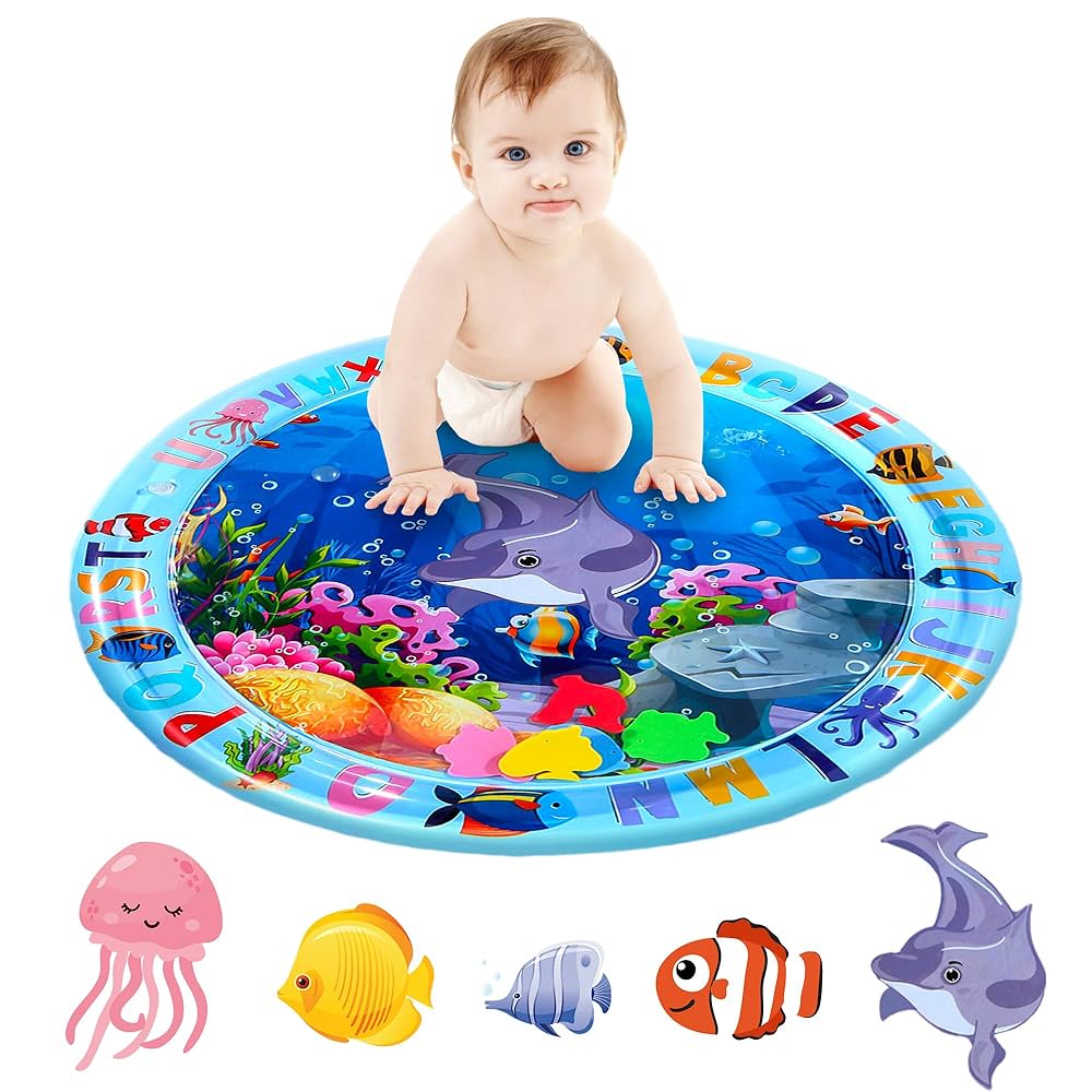 বড় ৩৩” x ৩৩” ইঞ্চি Baby Water Mat Inflatable Cushion Infant Toddler Water Play Mat Toys