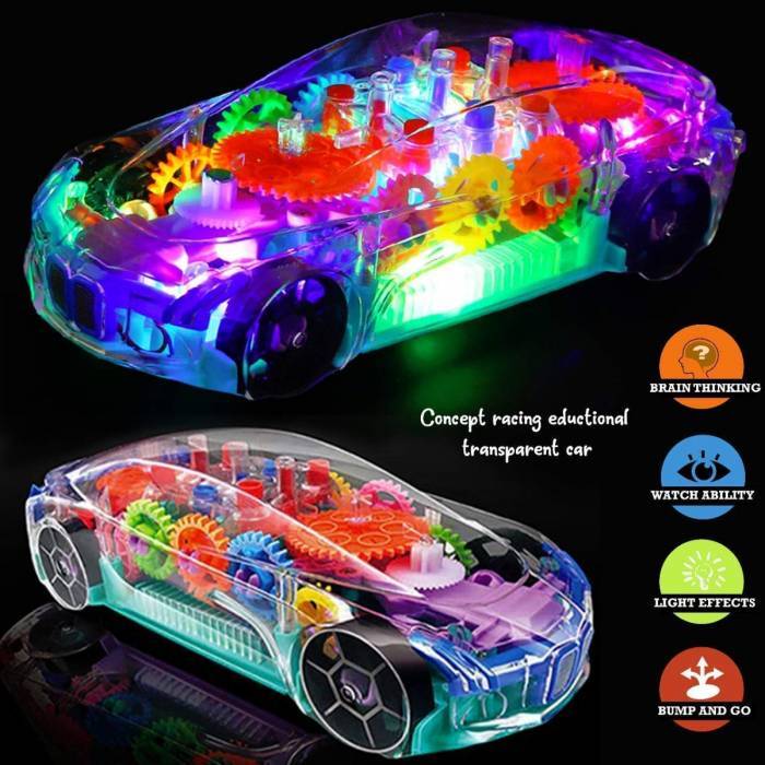 Transparent Gear Car Toy with Lights & Music – Fun Kids Toy