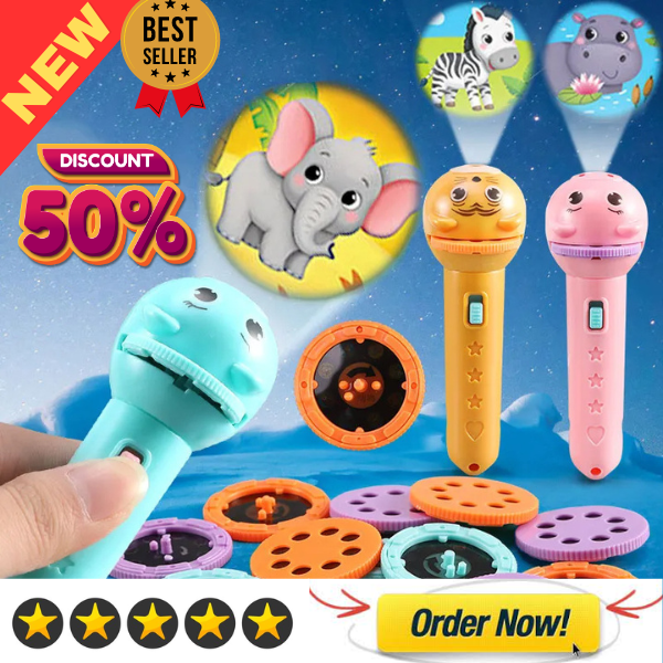 5-in-1 Kids Projection Torch Light – Early Learning Educational Toy