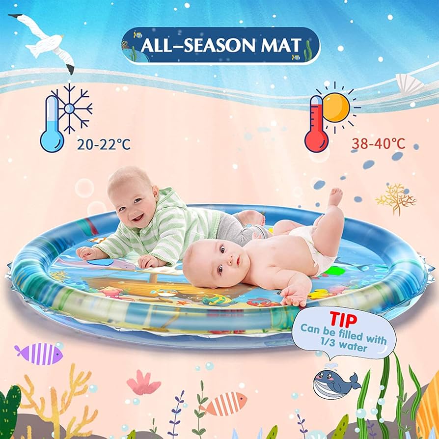 বড় ৩৩” x ৩৩” ইঞ্চি Baby Water Mat Inflatable Cushion Infant Toddler Water Play Mat Toys
