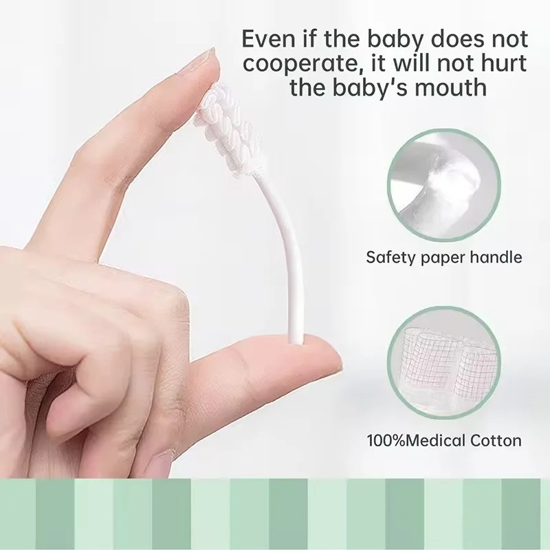 Baby Oral Cleaner – বেবি জিভ পরিষ্কার করার গজ টুথব্রাশ (৩০ পিস বক্স)