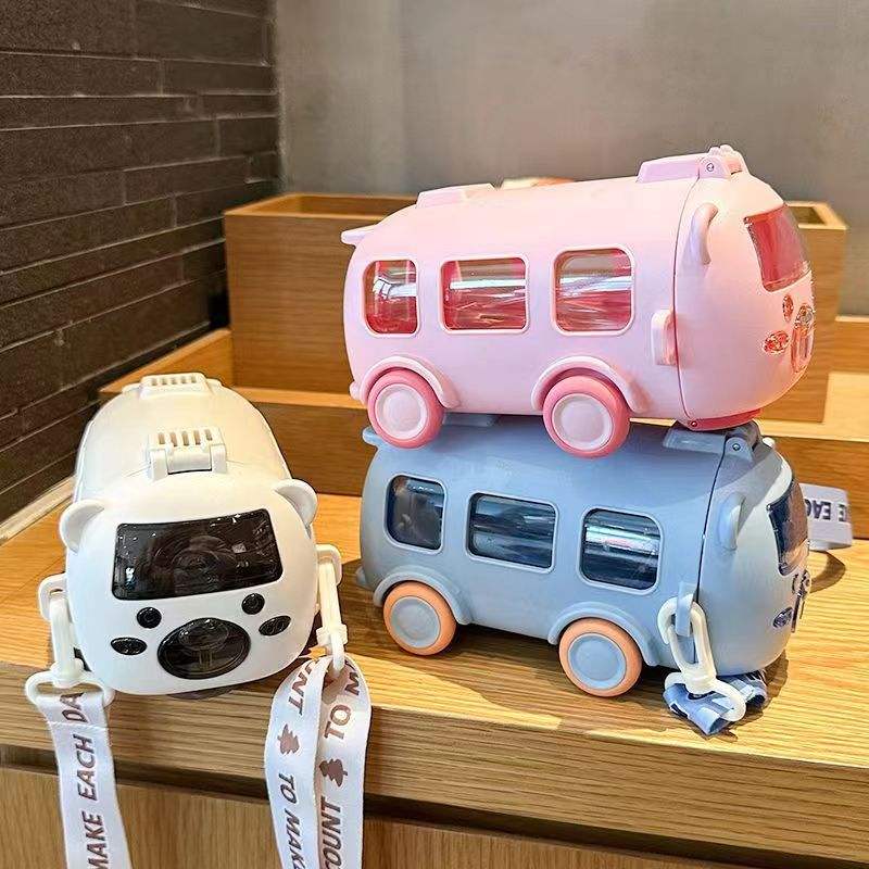 Creative Bus Shape 500ml BPA Free Straw Water Bottle – Kids & Student Reusable Drinking Cup