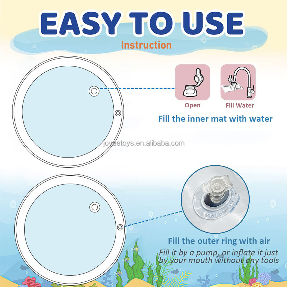 বড় ৪০” x ৪০” ইঞ্চি Baby Water Mat Inflatable Cushion Infant Toddler Water Play Mat Toys