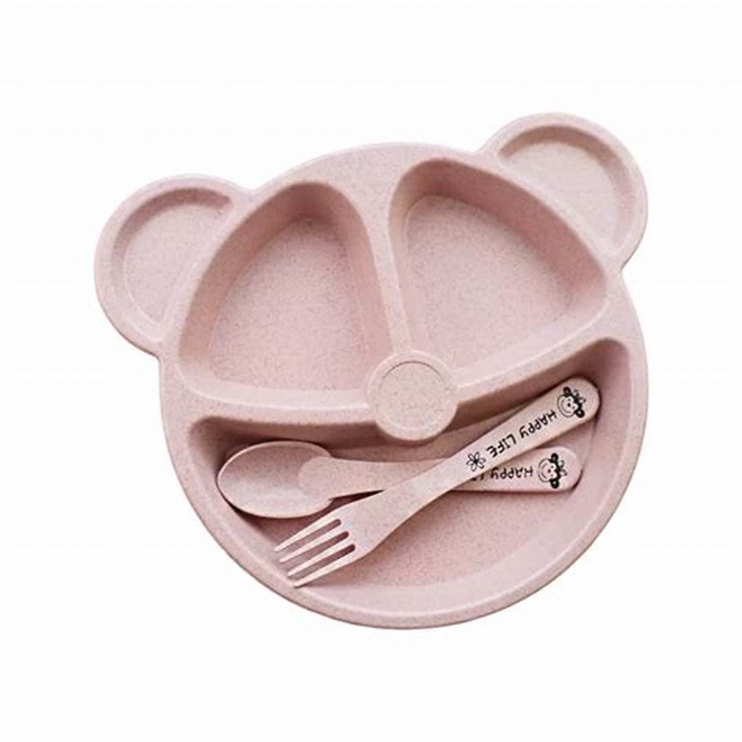 baby Dinnerware Anti-hot Wheat Straw Training Plate Cartoon Bear Dishes Babybowl