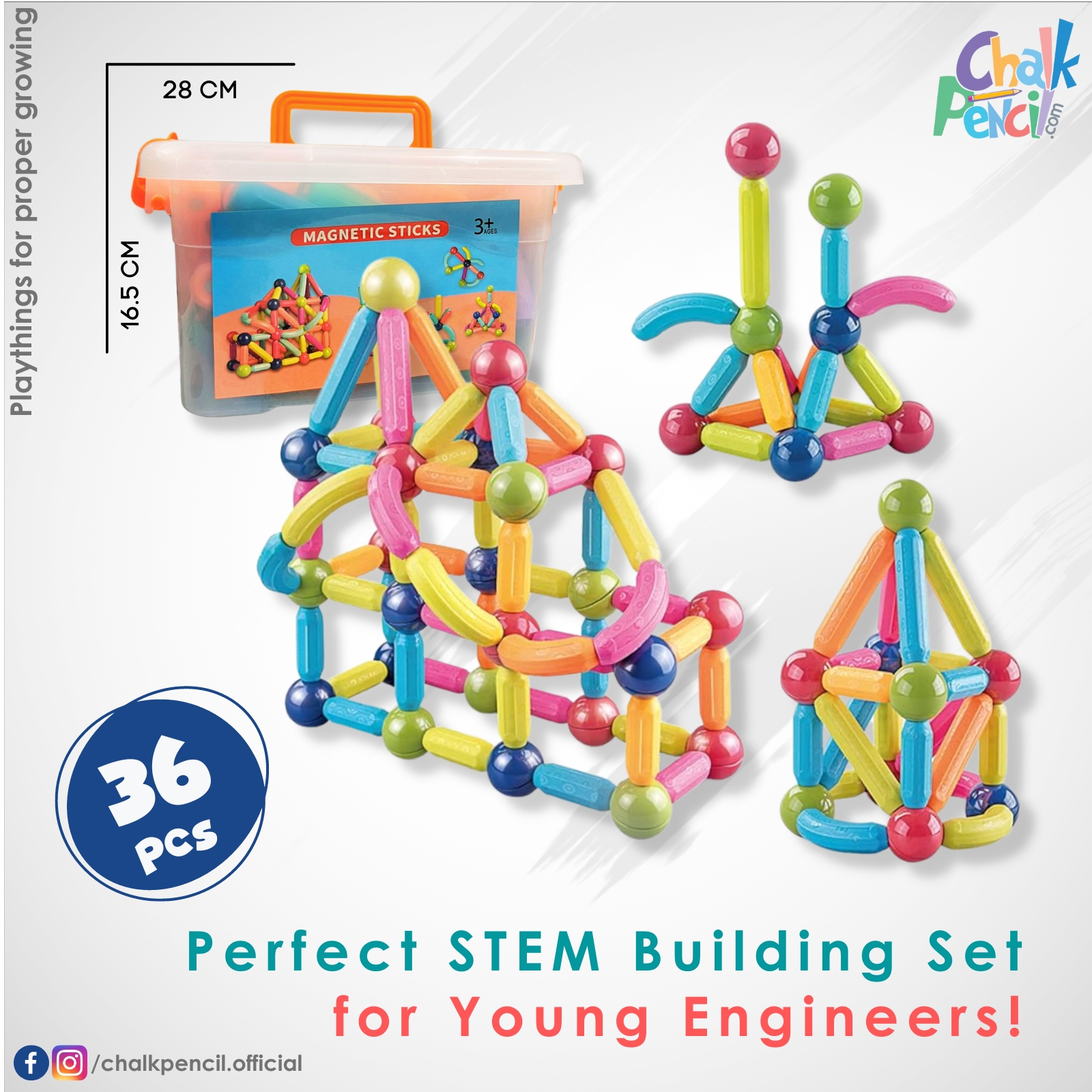 36 Pcs Magnetic Balls & Sticks Toy for Kids